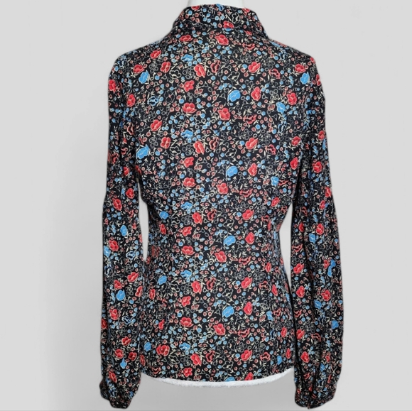 Free People Black Floral Print Poet Style Blouse - Picture 5 of 7